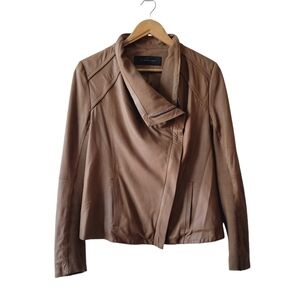 Elie Tahari Light Brown Lamb Leather Jacket